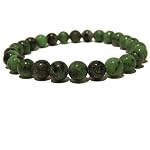 Zoisite Bracelet 01 Stretch 8mm Round Green Black Gemstone Crystal Bead