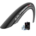 Schwalbe Ultremo ZX TL Tubeless Road Bicycle Tire Kit - 2 Tires/1 Doc Blue/1 Easy Fit tire lubricant/2 Tire Levers (Black - 700 x 23)