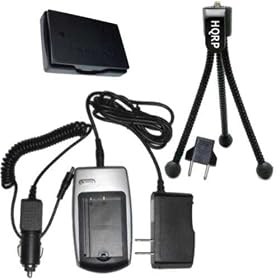 HQRP Battery Charger and Battery for Canon NB-1L / NB1L, NB-1LH / NB1LH, NB-11L / NB11L Replacement plus HQRP Black Mini Tripod