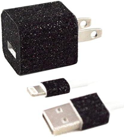 iPhone Charger Wrap Sticker - Glitter Textile (Black)