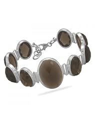MMA Silver - 7.5 inch+.5 inch Faceted Smoky Quartz Bracelet