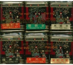 (PACK OF TWO) China Tea Loose Leaf Sampler Gift Pack - 6 Tins (Jasmine, Pu erh Black, Longjing Green Tea, China Green, Oolong, Tiekuanyin Oolong)
