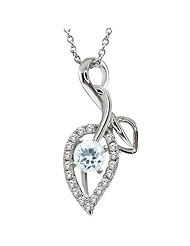 0.69 Ct Round Sky Blue Aquamarine 925 Sterling Silver Pendant with 18" Chain