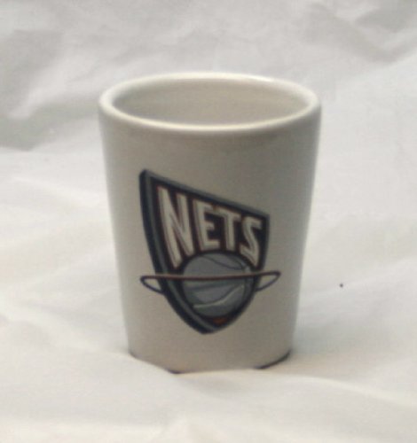 NBA New Jersey Nets Logo on White Shot Glass