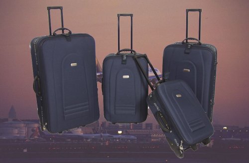 4 tlg. Koffer Set blau Trolly Kofferset Beautycase 