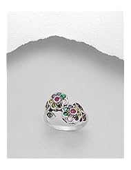 Flower CZ Ring In 92.5 Sterling Silver