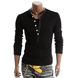 Doublju Mens Casual Long Sleeve Henley Shirts(DU15)