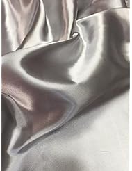 Art and Craft Supply: 58" Wide, Heavy Satin Fabric, Quality Bridal Satin, 2 Yard Lot, Silver - Amore Lace and Fabrics