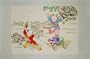 Vintage Oriental Watercolor Painting on Silk - Two Chinese Boys Delivering Ceremonial Dragon Head