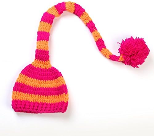 Baby Christmas Crochet ELF Long Tail Pom-pom Photo Prop Hat Party Costume (E)