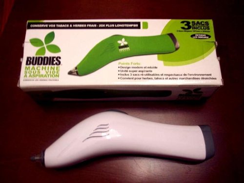 Best Cheap Buddies Vacuum Sealer (Keeps Tobacco, Herbs, Spices and any Dry Good Fresh for 20X Longer!) 3 Reusable Bags Included