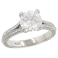 3 Sided Pave Set Diamond Engagement Ring .61ct (CZ ct)