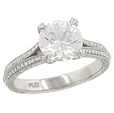 3 Sided Pave Set Diamond Engagement Ring .61ct (CZ ct)