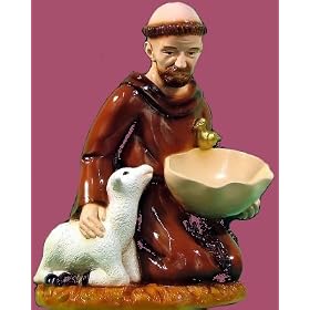 16 inch St. Francis Birdfeeder - Outdoor Vinyl Statue, Full Color Finish by 