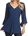Sakkas Geena Long Tall V Neck 3/4 Length Bell Sleeve with Adjustable Side Straps