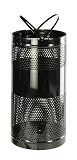 Howard Towne 34 gallon Perforated Steel Free Standing with Security Chain Holes Black Waste Receptacle H3BK