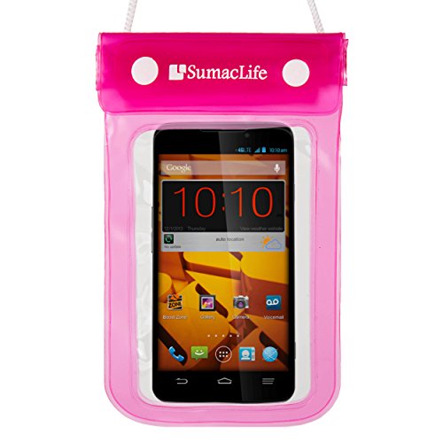 SumacLife Waterproof Bag Dry Pouch Case for HTC One A9 / M9 / E8 & HTC Desire 626s / 512 / Eye Smartphones with Windshield Mount & Auxiliary, Pink