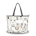 Women Large Tote Top Handle Shoulder Bags White Llama Partern Ladies Handbag
