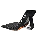 GreatShield Ultra Thin Wireless Bluetooth Keyboard Leather Folio Case with Stand for Apple iPad 2 / the New iPad 3rd Generation / iPad 4 4th Gen - (Black/Orange)