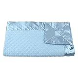 My Blankee Inc 30" x 35" Dot Velour Stroller Blanket with Satin Border, Blue