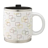 Ceramic & Stainless Steel Insulated Mug - Triple Squares
