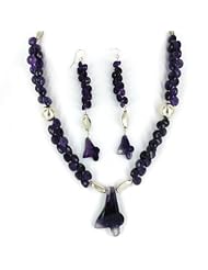 Hand Cut Amethyst Necklace and Earrings Set - With Sterling Silver Beads - Set weights 340 Carats