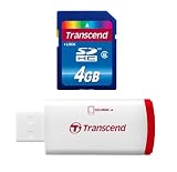 Transcend 4 GB Class 6 SDHC Flash Memory Card with USB Card Reader TS4GSDHC6-P2