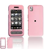 Samsung M800 Instinct Cell Phone Pink Rubber Feel with White Diamond Protective Case Faceplate Cover