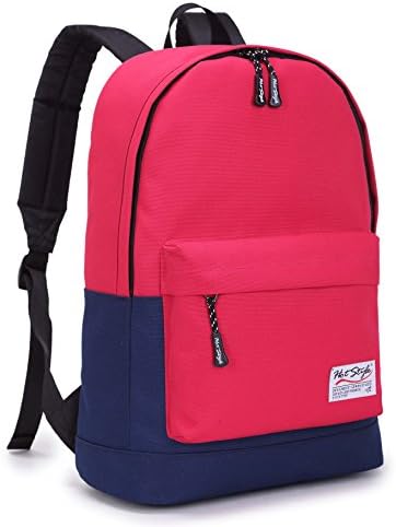 HotStyle 905N COLOURX Casual Backpack - Bright Color Design Basic Daypack Rucksack Shoulder Bookbag With Lightweight Water Resistant Material For School Travel Hiking Shopping - Features Padded Sleeve Fits 14-inches Laptop Computer HTA97A, (17.4 liter, Red/Sapphire)