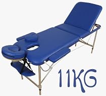 Table de Massage - Alu - seulement 11kg, pliante Confort, beaucoup d'accessoires, 3z, bleu