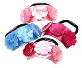France Luxe Three Flower Ponytail Holder - Nacro Brights