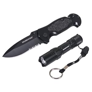 Humvee HMV-KC-ER1 Black Emergency Rescue Knife And Light Combo