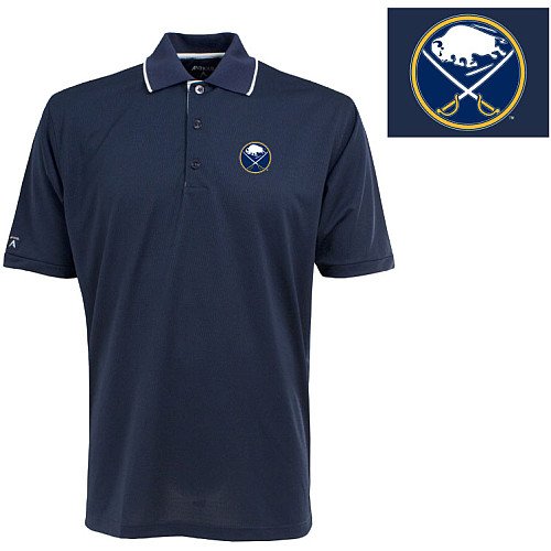 Antigua Men's NHL Buffalo Sabres Exceed Desert Dry Short Sleeve Polo, Navy/White, Medium
