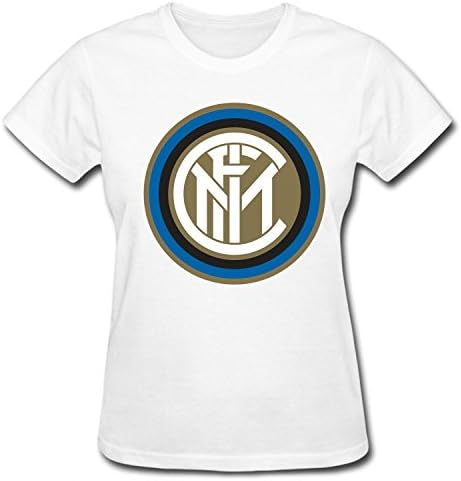 XNANA Women's Inter Milan Round Collar Short Sleeves T-Shirt white L