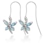10k White Gold Blue Topaz Dragonfly Fish Hook Earrings (.006 cttw, I-J Color, I2-I3 Clarity)