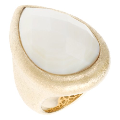 Rivka Friedman White Mother of Pearl Teardrop Ring