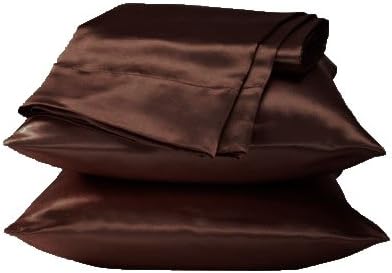 Dreamkingdom Standard Solid Silky Satin Pillow Cases - Brown ( Pack of 2 )