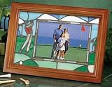 Stained Glass Male Golfer Horizontal Frame