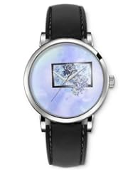 SPRAWL Aanalog Fashion Series Silver Ladies Watches of Genuine Black Leather Strap,Unique Wrist Watch for Women Girls Designed with Flower frame in 3D