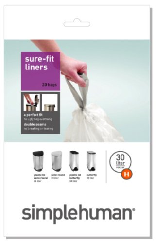 simplehuman Trash Can Liner H, 30 Liters/8 Gallons, 20-Count Boxes (Pack of 3)