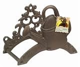 Cast iron watering can hose reel for garden hose storage