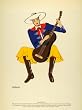 1941 Lithograph Argentina Guitar Gaucho Costume Poncho Chiripa Hat J Bartas - Original Lithograph