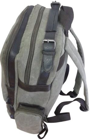 Icon Vintage Leather Satchel Rucksack Cool Canvas Laptop Backpack (Green)