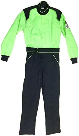 Racing Fire Suit 1-Piece Double Layer SFI-5 Large Green &amp; Black Peak Racing Equipment