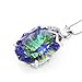 Jewelrypalace Mystic Blue Rainbow Topaz Concave 925 Sterling Silver Pendant Necklace