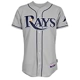 MLB Men's Tampa Bay Rays Six Button Cool Base Authentic Road Jersey (Road Gray, 40/Medium)