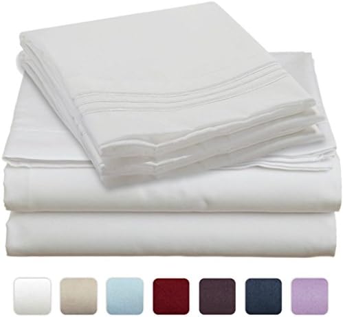 #1 Exotic Bedding Collection By Bombay Linens 1000 Thread Count Queen Size White Color 100% Highest Quality Brushed Microfiber Supreme Solid Pattern 4 Piece Sheet Set