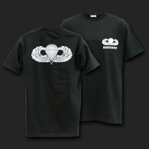 AIRBORNE BLACK T-SHIRT SHIRT SHIRTS U.S. MILITARY SIZE LARGE