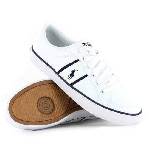 Ralph Lauren Bolingbrook White Canvas Mens Trainers Size 8.5 UK