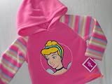 Girls Disney Cinderella Pink Hooded Pullover Fleece Sweatshirt